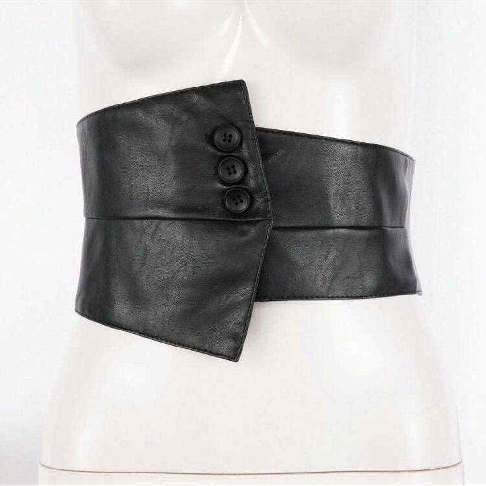 Vegan Leather Wide Corset Assymetrical Belt in Light Brown - Picture 11 of 12